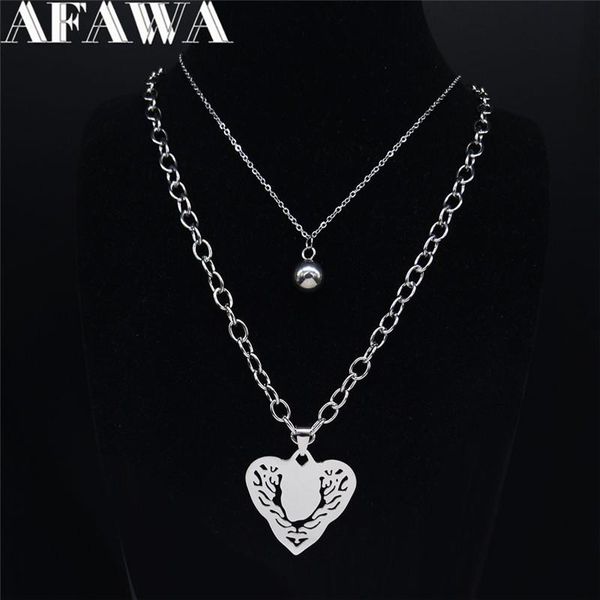 pendant necklaces 2pcs afawa heart stainless steel layered pendants silver color women punk & jewelry joyas n4107s02
pendant necklaces 2pcs afawa heart stainless steel layered pendants silver color women punk & jewelry joyas n4107s02