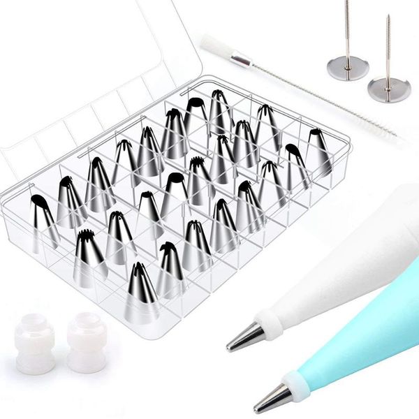 cake tools 53 pcs homes decorating supplies kit with 36 tips, 2 silicone pastry bags, flower nails, reusable couplers, 1 clea
cake tools 53 pcs homes decorating supplies kit with 36 tips, 2 silicone pastry bags, flower nails, reusable couplers, 1 clea