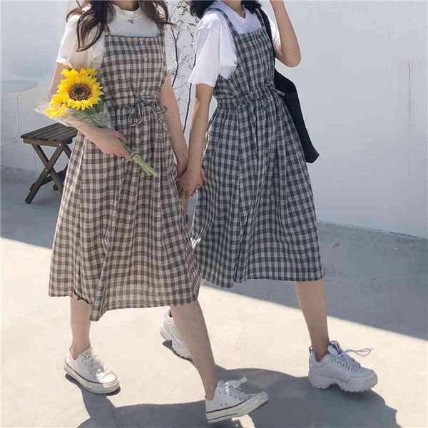 lucyever summer plaid spaghetti strap dress women casual loose sleeveless dresses woman korean high waist long dress ladies 210521, Black;gray
lucyever summer plaid spaghetti strap dress women casual loose sleeveless dresses woman korean high waist long dress ladies 210521, Black;gray