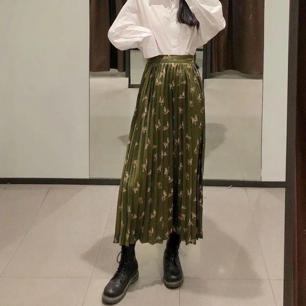 skirts puwd casual woman green print satin pleated long 2021 spring fashion ladies zipper female vintage draped skirt, Black
skirts puwd casual woman green print satin pleated long 2021 spring fashion ladies zipper female vintage draped skirt, Black