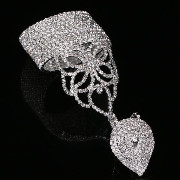 new diamond multi-layer bracelet with hollow out personality exaggeration bracelet crystal flower ring bracelet, Silver
new diamond multi-layer bracelet with hollow out personality exaggeration bracelet crystal flower ring bracelet, Silver