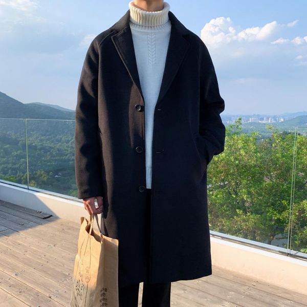men's wool & blends 2021 autumn winter medium length coat thickened fashionable woolen korean loose casual single breasted clothes for, Black
men's wool & blends 2021 autumn winter medium length coat thickened fashionable woolen korean loose casual single breasted clothes for, Black
