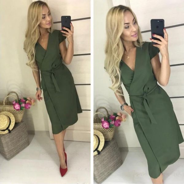 casual dresses dabourfeel women sashes waisted knee dress lady v neck solid elegant robe female vestidos festa, Black;gray
casual dresses dabourfeel women sashes waisted knee dress lady v neck solid elegant robe female vestidos festa, Black;gray