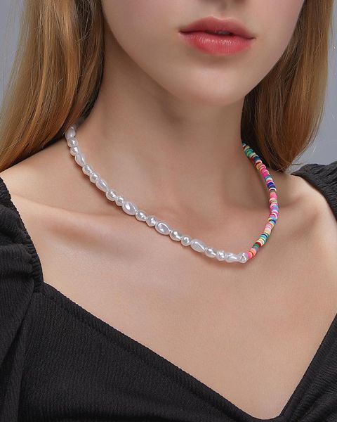 chokers simple simulated pearl polymer clay necklace soft pottery choker colorful surfer bead collar handmade femme jewelry gift, Golden;silver
chokers simple simulated pearl polymer clay necklace soft pottery choker colorful surfer bead collar handmade femme jewelry gift, Golden;silver