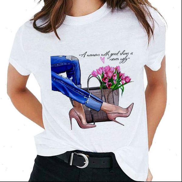 women t shirt fashion high heels printed tees clothing summer harajuku personality thin section tshirt female, White
women t shirt fashion high heels printed tees clothing summer harajuku personality thin section tshirt female, White