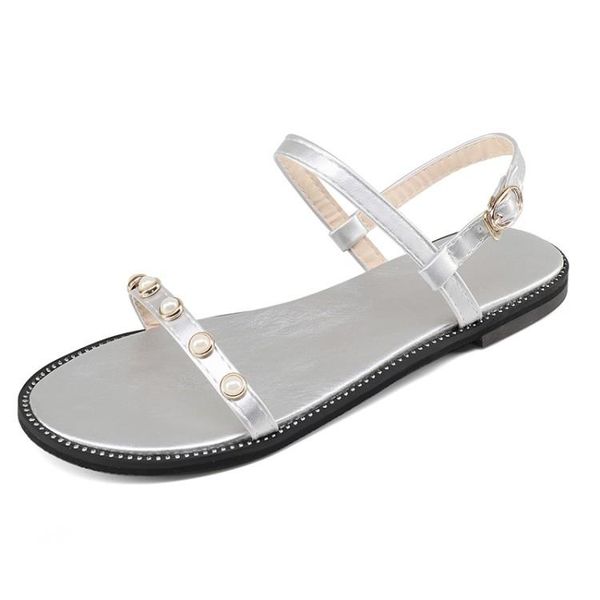 plus size simple pearl decorated flat sandals summer ladies women shoes woman, Black
plus size simple pearl decorated flat sandals summer ladies women shoes woman, Black