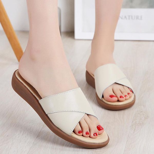 slippers summer women genuine leather cow shoes woman flats slides high qualtiy fashion ladies plus size, Black
slippers summer women genuine leather cow shoes woman flats slides high qualtiy fashion ladies plus size, Black