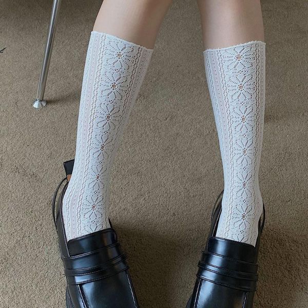 socks & hosiery lolita flower women stockings jk high knee female vintage thin fishnet long leg elastic dress calcetine medias, Black;white 
socks & hosiery lolita flower women stockings jk high knee female vintage thin fishnet long leg elastic dress calcetine medias, Black;white