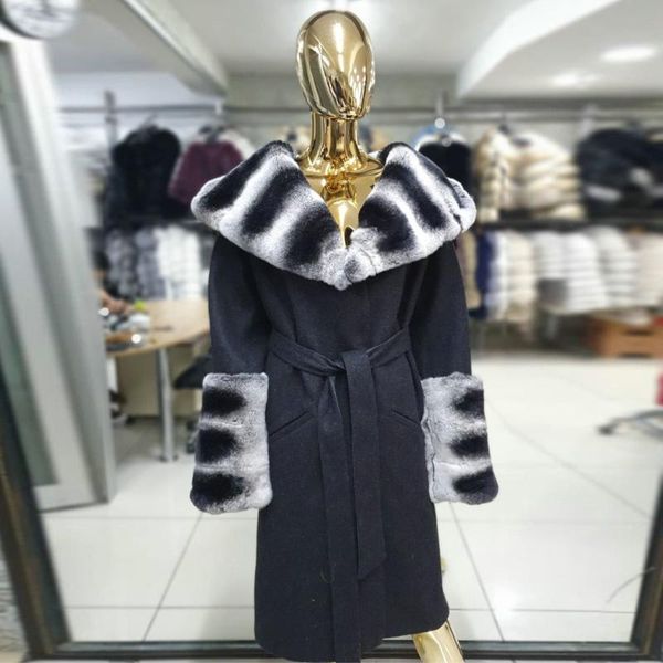 women's fur & faux long black wool blends coat with real rex hood thick warm outwear winter fashion genuine cashmere
women's fur & faux long black wool blends coat with real rex hood thick warm outwear winter fashion genuine cashmere