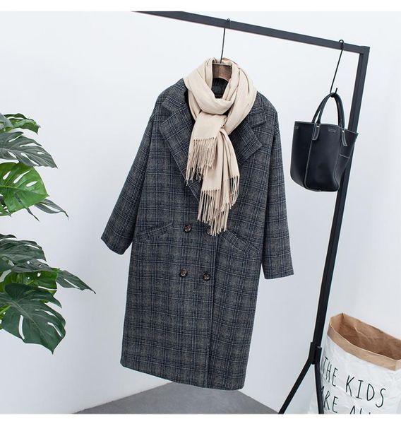 women's wool & blends thick winter women fleece padded warm coat grid female lady belt long korean overcoat outwear clothes cashmere bl, Black
women's wool & blends thick winter women fleece padded warm coat grid female lady belt long korean overcoat outwear clothes cashmere bl, Black