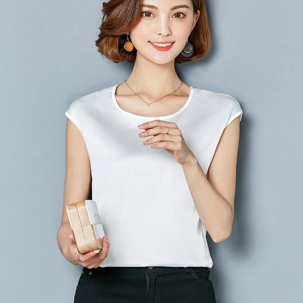 women's blouses & shirts summer good imitation silk women blouse shirt casual party girls, White
women's blouses & shirts summer good imitation silk women blouse shirt casual party girls, White