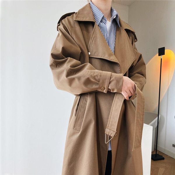 women's trench coats korean fashion solid color sashes women elegant chic loose windbreaker 2021 spring autumn basic coat e205, Tan;black
women's trench coats korean fashion solid color sashes women elegant chic loose windbreaker 2021 spring autumn basic coat e205, Tan;black