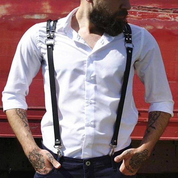 men women belt straps suspenders adjustable black artificial leather y-back braces with 3 snap hooks clip-on harness belts, Black;brown
men women belt straps suspenders adjustable black artificial leather y-back braces with 3 snap hooks clip-on harness belts, Black;brown