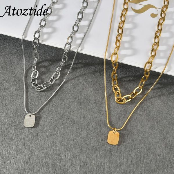 pendant necklaces atoztide double layer square letter necklace stainless steel simple fassion jewelry for women girl jewerly gift, Silver
pendant necklaces atoztide double layer square letter necklace stainless steel simple fassion jewelry for women girl jewerly gift, Silver