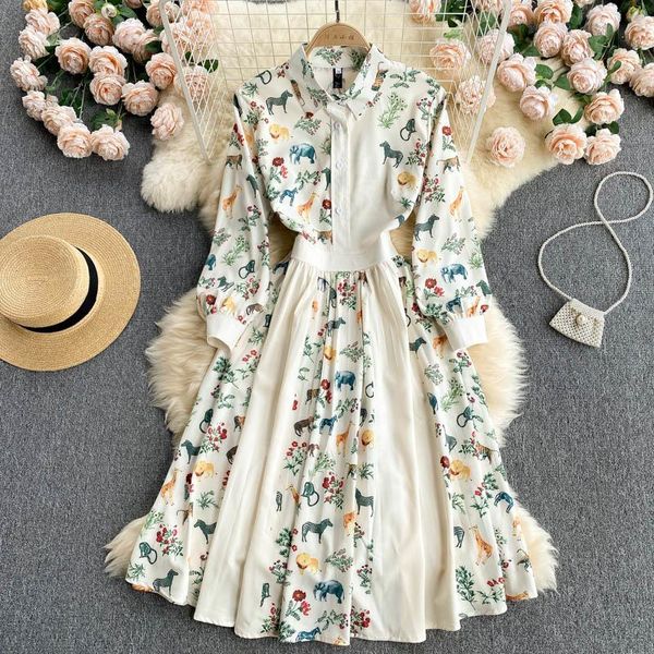 casual dresses women autumn elegant print dress shirt office pleated party robe femme vintage designer vestidos, Black;gray
casual dresses women autumn elegant print dress shirt office pleated party robe femme vintage designer vestidos, Black;gray