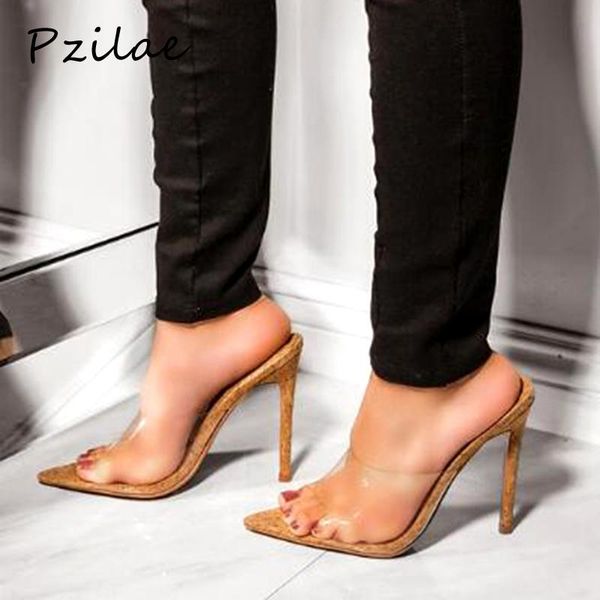 slippers pzilae 2021 women high heels pvc transparent shoes pointed toe thin heel outdoor casual size 35-42, Black
slippers pzilae 2021 women high heels pvc transparent shoes pointed toe thin heel outdoor casual size 35-42, Black