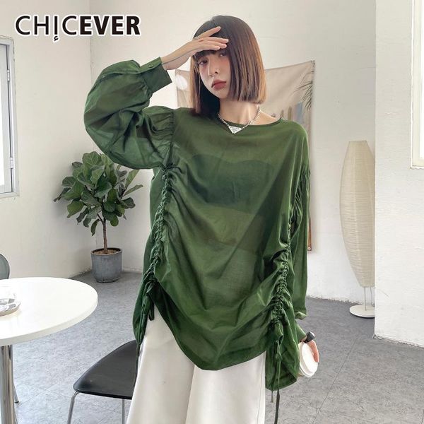 women's blouses & shirts chicever loose pullover green shirt for women o neck lantern long sleeve drawstring ruched casual female 2021, White
women's blouses & shirts chicever loose pullover green shirt for women o neck lantern long sleeve drawstring ruched casual female 2021, White