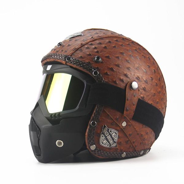 motorcycle helmets vintage leather helmet men woman motorbike scooter 3/4 barbed retro moto casco with goggles
motorcycle helmets vintage leather helmet men woman motorbike scooter 3/4 barbed retro moto casco with goggles