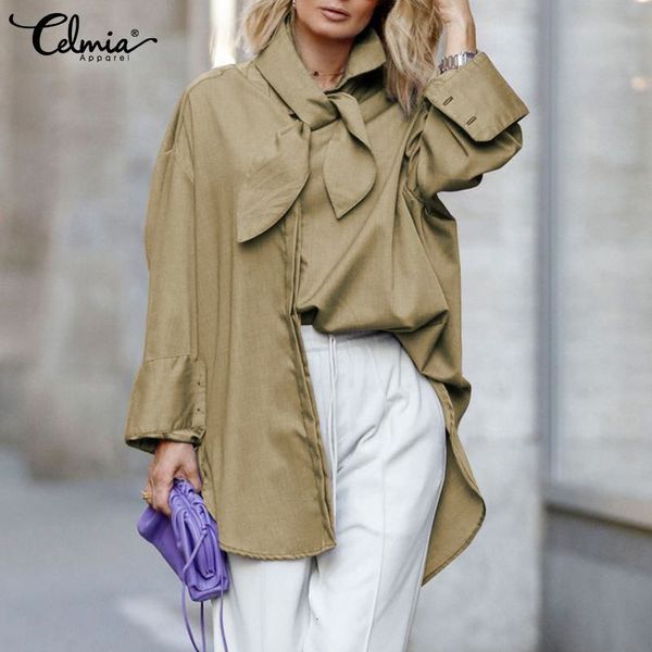 jacket celmia 2021 spring elegant bandage lapel shirts women casual loose long sleeve solid blouses fashion office button bow tie, Black;brown
jacket celmia 2021 spring elegant bandage lapel shirts women casual loose long sleeve solid blouses fashion office button bow tie, Black;brown