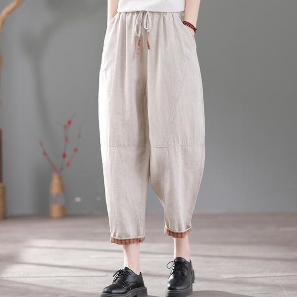 women's pants & capris 2021 summer spring women elastic waist ramie harem loose cotton linen turnip pockets casual trousers, Black;white
women's pants & capris 2021 summer spring women elastic waist ramie harem loose cotton linen turnip pockets casual trousers, Black;white