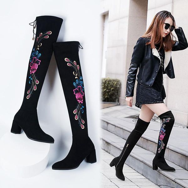 boots autumn and winter high fashion over-the-knee flock embroider zip pointed toe med (3cm-5cm) square heel plus velvet, Black
boots autumn and winter high fashion over-the-knee flock embroider zip pointed toe med (3cm-5cm) square heel plus velvet, Black