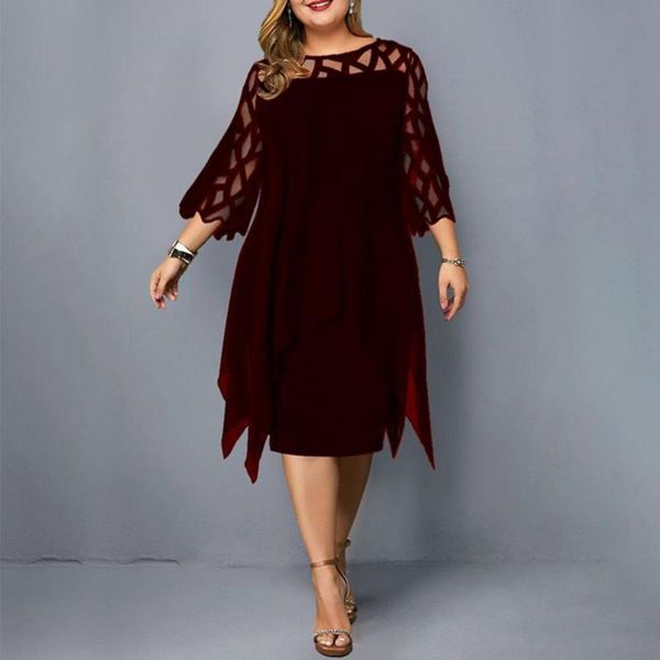 casual dresses summer women elegant dress mesh stitching tight waist 3/4 flare sleeve breathable irregular hem for party daily wear, Black;gray
casual dresses summer women elegant dress mesh stitching tight waist 3/4 flare sleeve breathable irregular hem for party daily wear, Black;gray