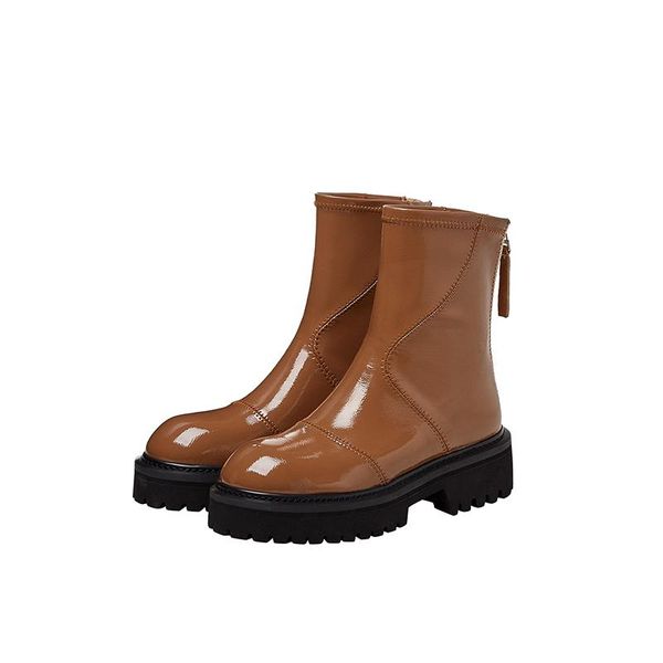 boots mkkhou short women 2021 winter the same style patent leather round head back zipper thick-soled, Black
boots mkkhou short women 2021 winter the same style patent leather round head back zipper thick-soled, Black