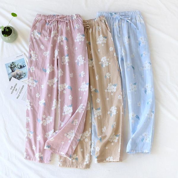 women summer thin sleep bottoms 100% cotton floral printing loungewear double layer gauze home pants elastic waist wear women's sleepwe, Black;red
women summer thin sleep bottoms 100% cotton floral printing loungewear double layer gauze home pants elastic waist wear women's sleepwe, Black;red
