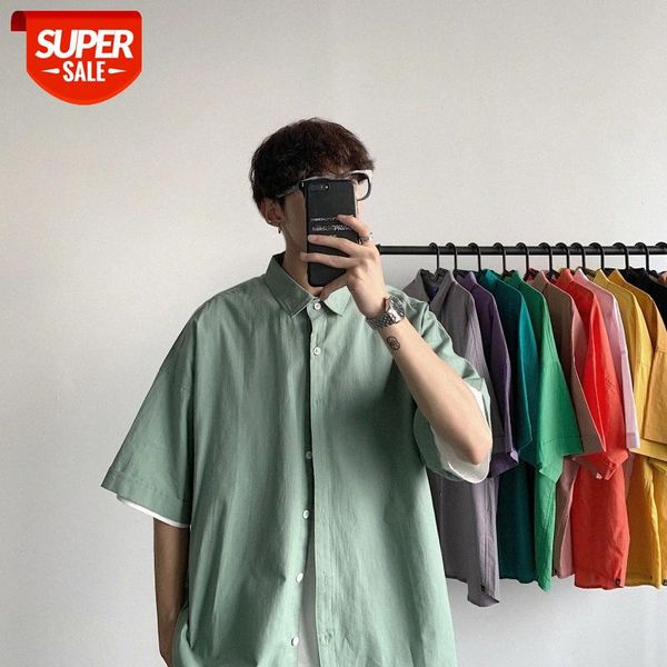 basic solid color candy casual shirt for men and women bf loose clean five-point sleeve #i37a, White;black
basic solid color candy casual shirt for men and women bf loose clean five-point sleeve #i37a, White;black