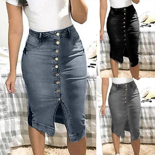 denim fashion summer button split womens skirt front open casual large size jeans soft, Black
denim fashion summer button split womens skirt front open casual large size jeans soft, Black