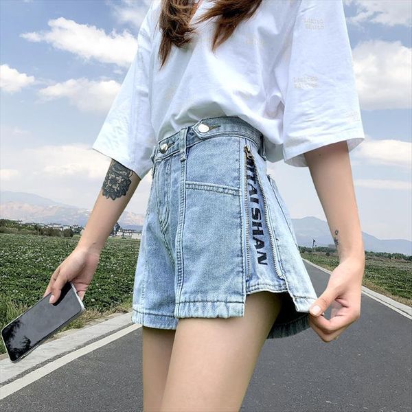 denim shorts high waisted womens jeans zipper letter summer loose slim elegant wide leg female short pants, Blue
denim shorts high waisted womens jeans zipper letter summer loose slim elegant wide leg female short pants, Blue