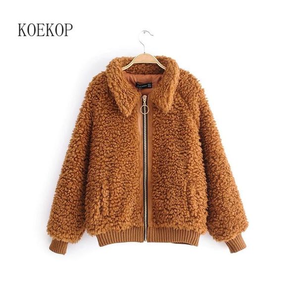 women's jackets koekop women fashion faux shearling jacket long sleeves lapel collar front pockets zipper fasteners casual coat winter, Black;brown
women's jackets koekop women fashion faux shearling jacket long sleeves lapel collar front pockets zipper fasteners casual coat winter, Black;brown