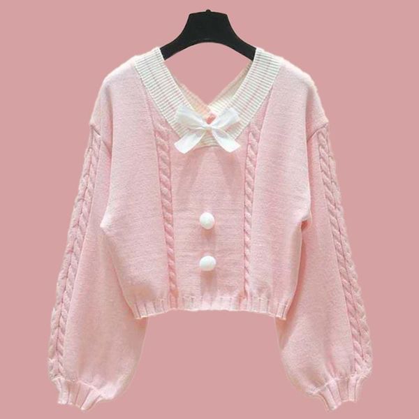women's sweaters autumn women sweater lace bow knitted morandi color soft sister lovely cute girls japanese female sweet v-neck short k, White;black
women's sweaters autumn women sweater lace bow knitted morandi color soft sister lovely cute girls japanese female sweet v-neck short k, White;black