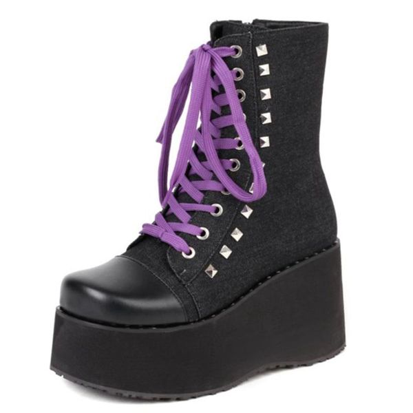 boots gigifox gothic black cool street punk rivets lace up platform ankle wedges heels fashion winter shoes plus size 48
boots gigifox gothic black cool street punk rivets lace up platform ankle wedges heels fashion winter shoes plus size 48
