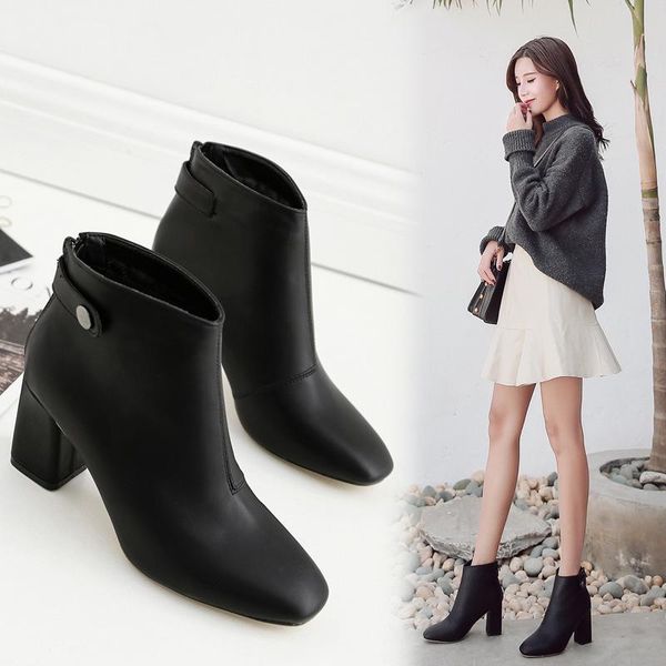 boots 2021 autumn and winter women's pu thick with high heel ankle zipper pointed velvet, Black
boots 2021 autumn and winter women's pu thick with high heel ankle zipper pointed velvet, Black