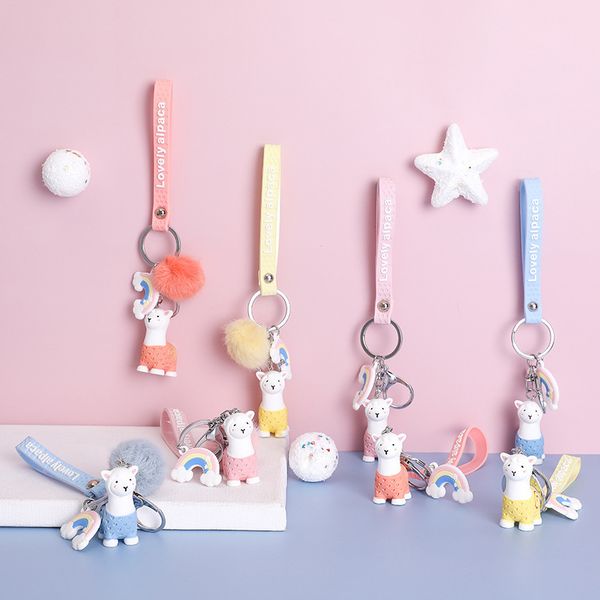 2021 fashion keychain rainbow alpaca chain schoolbag creative cartoon doll key ring female car bag pendant small gift, Silver
2021 fashion keychain rainbow alpaca chain schoolbag creative cartoon doll key ring female car bag pendant small gift, Silver