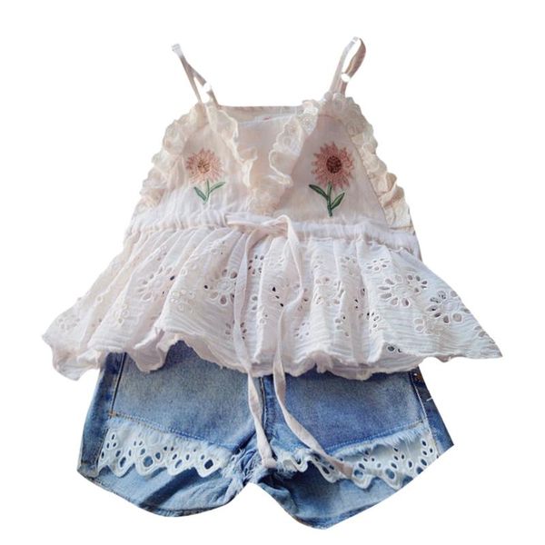 clothing sets 3t-7t summer toddler baby kids girls suspenders lace sunflower cowboy shorts outfits baby's casual, White
clothing sets 3t-7t summer toddler baby kids girls suspenders lace sunflower cowboy shorts outfits baby's casual, White