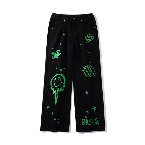 men's jeans erenejian fashion hi street graffiti pants loose fit printed denim trousers hip hop jean joggers black white, Blue
men's jeans erenejian fashion hi street graffiti pants loose fit printed denim trousers hip hop jean joggers black white, Blue