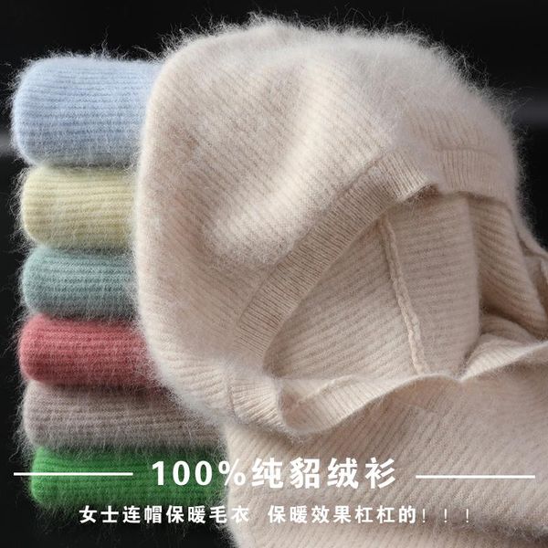 women's sweaters spring winter 100% mink cashmere sweater women knitted hooded warm lady's grade up jumpers and pullovers soft, White;black
women's sweaters spring winter 100% mink cashmere sweater women knitted hooded warm lady's grade up jumpers and pullovers soft, White;black