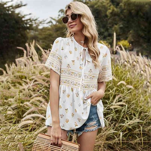 fashion vintage womens o-neck shirt and summer positioning flower doll version floral print white shirt blouse 210508
fashion vintage womens o-neck shirt and summer positioning flower doll version floral print white shirt blouse 210508