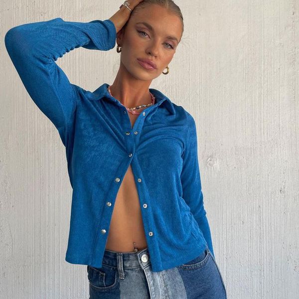 women's t-shirt autumn button up tshirt turn down collar long sleeve slim fit crop chic women elegant lady tees vintage streetwear fash, White
women's t-shirt autumn button up tshirt turn down collar long sleeve slim fit crop chic women elegant lady tees vintage streetwear fash, White