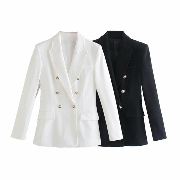 women's suits & blazers puwd vintage women double breasted slim 2021 autumn fashion ladies solid v neck button jackets girls chic outwe, White;black
women's suits & blazers puwd vintage women double breasted slim 2021 autumn fashion ladies solid v neck button jackets girls chic outwe, White;black
