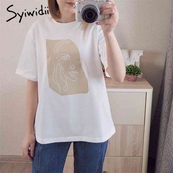 syiwidii women's t-shirts summer cotton shorts sleeve harajuku white o-neck blue character print woman t shirt for girl 210320
syiwidii women's t-shirts summer cotton shorts sleeve harajuku white o-neck blue character print woman t shirt for girl 210320