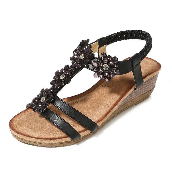 women summer sandals soft sole sandales female thick heel bohemian shoe retro chaussures femme, Black
women summer sandals soft sole sandales female thick heel bohemian shoe retro chaussures femme, Black