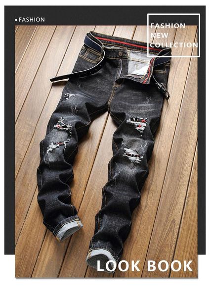 european and american style ripped men's jeans stretch slim frayed trendy for men, Blue
european and american style ripped men's jeans stretch slim frayed trendy for men, Blue