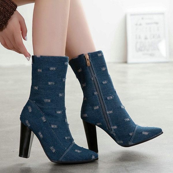 boots women denim cloth ankle fashion zipper square heel bootie ladies pointed toe autumn winter shoes woman black blue
boots women denim cloth ankle fashion zipper square heel bootie ladies pointed toe autumn winter shoes woman black blue