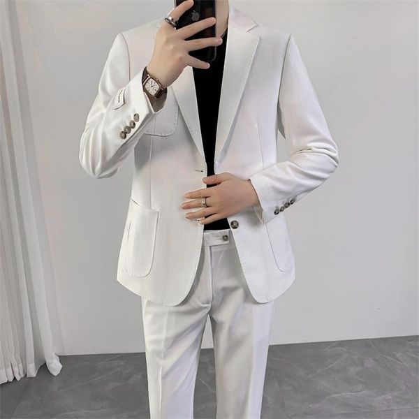 men's suits & blazers white small suit youth fashion net red long sleeve two piece simple western style dress, White;black
men's suits & blazers white small suit youth fashion net red long sleeve two piece simple western style dress, White;black