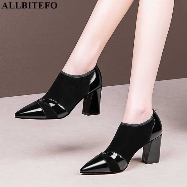 allbitefo size 34-42 flock + genuine leather women heels shoes thick heel comfortable fashion high heels walking basic shoes 210611, Black
allbitefo size 34-42 flock + genuine leather women heels shoes thick heel comfortable fashion high heels walking basic shoes 210611, Black