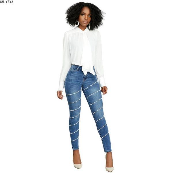 women's jeans cm.yaya 2021 pearl studded women`s mid high waist stretch patchwork denim skinny pants for women cmy230, Blue
women's jeans cm.yaya 2021 pearl studded women`s mid high waist stretch patchwork denim skinny pants for women cmy230, Blue