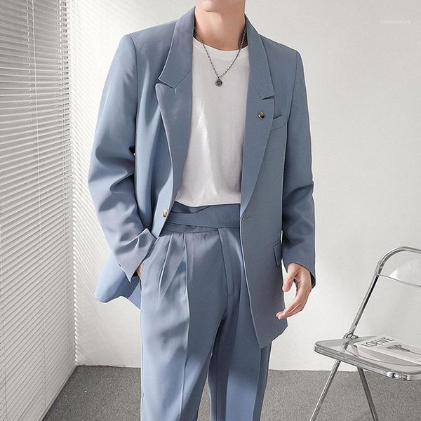 men's suits & blazers 2 pieces sets loose casual blazer suit jacket and pant man business fashion dress wedding tuxedos, White;black
men's suits & blazers 2 pieces sets loose casual blazer suit jacket and pant man business fashion dress wedding tuxedos, White;black